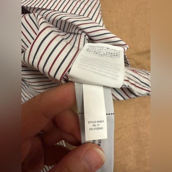 J. Crew embroidered cotton red and navy Striped Blouse with statement bow - Picture 10 of 10